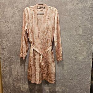 Apt. 9 Intimates Gown & Robe Set Womens L Dusky Pink Satin Chemise Lace Adjustab